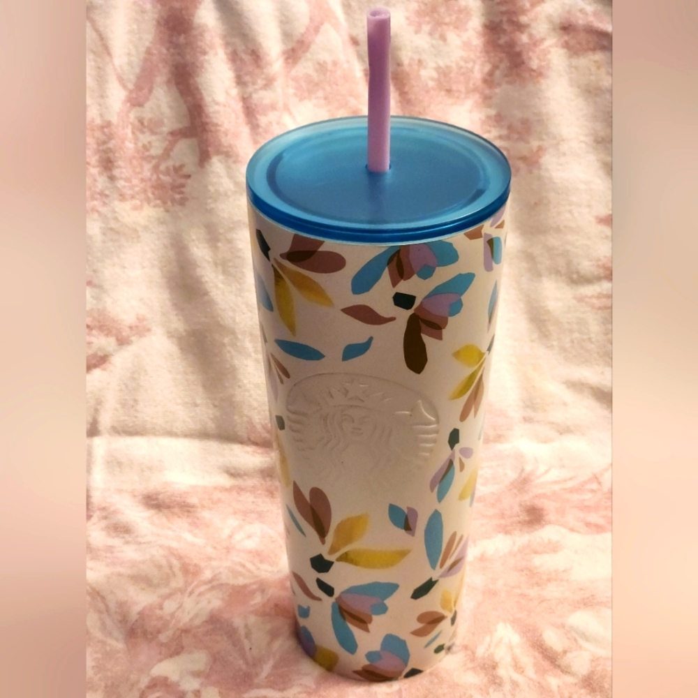 Starbucks 24oz Stainless Steel insulated Flower Tumbler with Straw